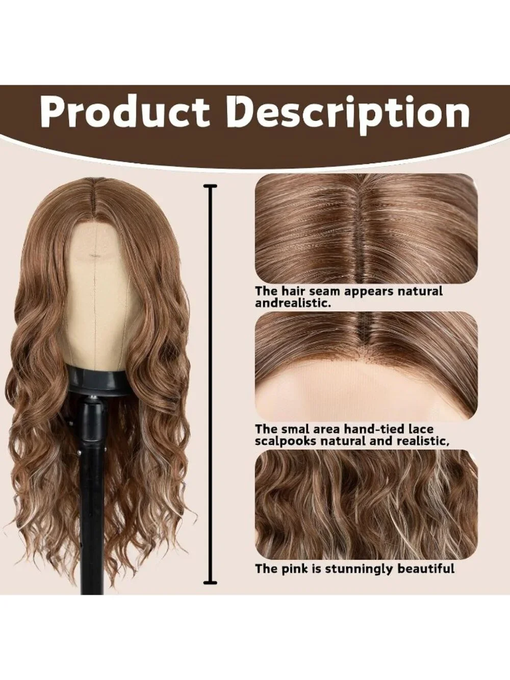 Women's Ginger Brown 26 Inch Charming Middle Part Heat Resistant Fiber Wigs
